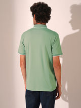 Men's Green Casual Regular Fit Solid Short Sleeve Polo Tshirt