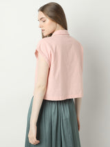 Women's Pink Work Wear Solid Half Sleeves Shirt