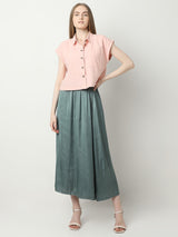 Women's Pink Work Wear Solid Half Sleeves Shirt