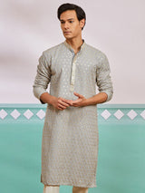 Men's Grey Festive Ethnic Full Sleeves Kurta