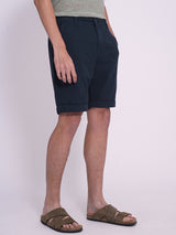 Men's Navy Casual Slim Fit Solid Shorts