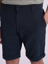 Men's Navy Casual Slim Fit Solid Shorts