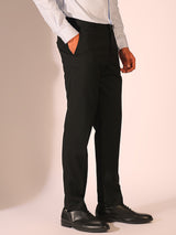 Men's Black Formal Slim Fit Solid Trousers