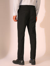 Men's Black Formal Slim Fit Solid Trousers