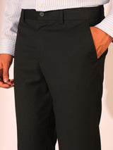 Men's Black Formal Slim Fit Solid Trousers