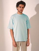 Men's Blue Casual Oversized Fit Solid Short sleeves Tshirt