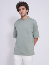 Men's Green Casual Relaxed Fit Solid Short sleeves Tshirt