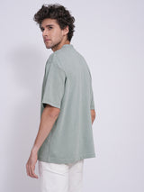 Men's Green Casual Relaxed Fit Solid Short sleeves Tshirt