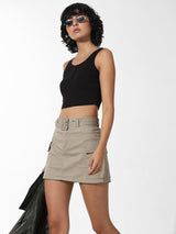 Women's Black Knitted Casual Solid Cropped Sleeveless Top