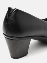 Women's Black Comfortable Block Heel Pumps