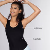 Women's Black Running Regular Fit Sleeveless Top