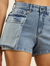 Women's Blue Casual Solid Regular Fit Shorts