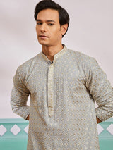 Men's Grey Festive Ethnic Full Sleeves Kurta