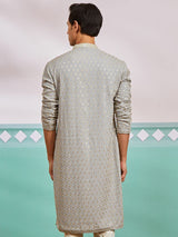 Men's Grey Festive Ethnic Full Sleeves Kurta