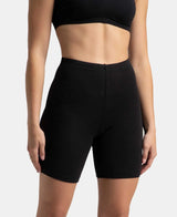 Women's Black Cotton Stretch Shorts