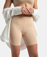 Women's Beige Cotton Stretch Shorts