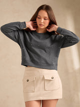 Women's Grey Typographic Sweatshirt