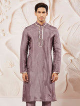 Men's Lavender Festive Ethnic Full Sleeves Kurta