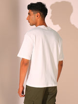Men's White Casual Relaxed Fit Solid Short Sleeve Tshirt