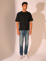 Men's Black Casual Relaxed Fit Solid Short Sleeve Tshirt