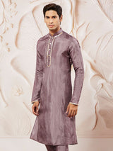 Men's Lavender Festive Ethnic Full Sleeves Kurta