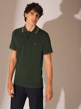 Men's Green Casual Slim Fit Solid Half Sleeves Polo Tshirt