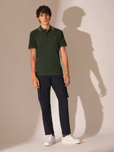 Men's Green Casual Slim Fit Solid Half Sleeves Polo Tshirt