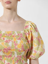 Women's Multicolor Woven Casual Printed Cropped Half Sleeves Top