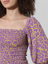 Women's Blue Woven Casual Printed Regular Fit Half Sleeves Top