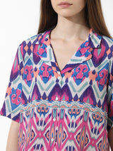 Women's Purple Woven Casual Printed Regular Fit Half Sleeves Shirt
