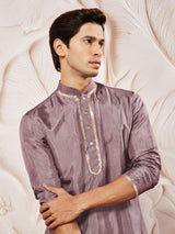 Men's Lavender Festive Ethnic Full Sleeves Kurta