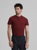 Men's Red Casual Slim Fit Stretchable Half Sleeves Tshirt