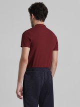 Men's Red Casual Slim Fit Stretchable Half Sleeves Tshirt