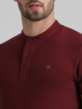 Men's Red Casual Slim Fit Stretchable Half Sleeves Tshirt
