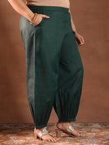 Women Green Daily  Solid Three-Quarter Sleeves Kurta Sets