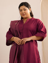 Women Red Daily  Solid Three-Quarter Sleeves Kurta Sets