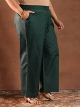 Women Green Daily  Solid Three-Quarter Sleeves Kurta Sets