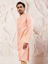 Men's Pink Festive Ethnic Full Sleeves Kurta
