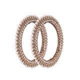 Women's Pretty Glimmery Round Shape Gold Plated Brown Stone Bangles - Set of 2