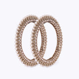 Women's Pretty Glimmery Round Shape Gold Plated Brown Stone Bangles - Set of 2