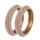 Women's Stylish Modish Gold Plated Pearl Bangles - Set of 2