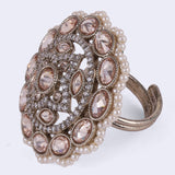Women's and Girls Enchanting Round Shape Gold Plated Adjustable Finger Ring