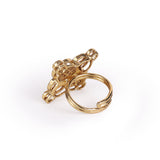 Women's Triangle Design White Stone Gold Plated Brass Adjustable Finger Ring