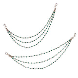 Women's Traditional Modish 3 String Long Chain Gold Plated Ear-Chain(Kaanchain) - Set of 2