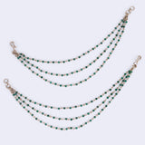 Women's Traditional Modish 3 String Long Chain Gold Plated Ear-Chain(Kaanchain) - Set of 2