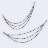 Women's Traditional Modish 3 String Long Chain Gold Plated Ear-Chain(Kaanchain) - Set of 2