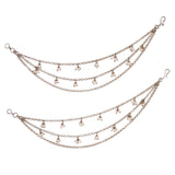 Women's Pleasing 3 String Long Chain Gold Plated Pearl Ear-Chain(Kaanchain) - Set of 2