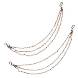 Women's Traditional Trendy 3 String Long Chain Gold Plated Pearl Ear-Chain(Kaanchain) - Set of 2