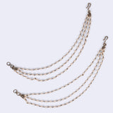 Women's Traditional Trendy 3 String Long Chain Gold Plated Pearl Ear-Chain(Kaanchain) - Set of 2