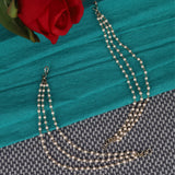 Women's Traditional Trendy 3 String Long Chain Gold Plated Pearl Ear-Chain(Kaanchain) - Set of 2